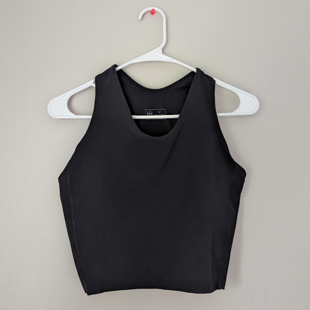 Janji black sports bra crop top combo with phone pocket